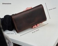 Portefeuille de voyage vintage en cuir véritable pour femme de haute qualité LWM-0003, format standard, pour espèces, budget, long, fin, antivol, à ouverture facile