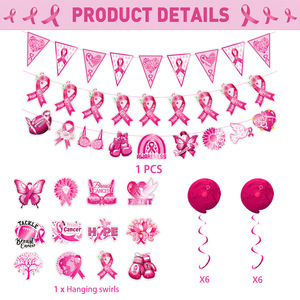Love Breast Day Theme <b>Party</b> <b>Decoration</b> Spiral Hanging Banner <b>Paper</b> Bunting - Product Image 2