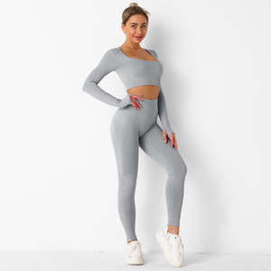 Ensemble de sport et yoga 2 pièces respirant à séchage rapide avec taille élastique pour la course en extérieur et le yoga – Vente en gros - Product Image 3