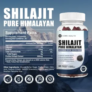 Gomitas de extracto de shilajit del Himalaya purificadas para salud general directas de fábrica OEM Gomitas de shilajit ricas en vitaminas y minerales naturales