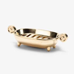 Jabonera de latón pulido Independiente | Jabonera de baño de encimera para tocador y área de fregadero - Product Image 1