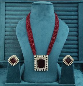 Ensemble de colliers longs en laiton Polki et Monalisa Hydro pour femmes, collier de luxe pour les fêtes, complète les tenues ethniques et occidentales - Product Image 5