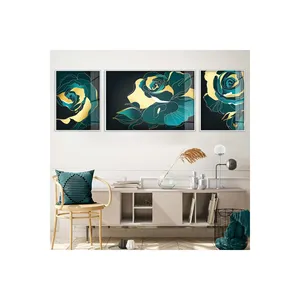 Coloré moderne motif abstrait 3 pièces en métal encadré impression UV incassable verre mur Art moderne 3 pièces ensemble décoration de la maison - Product Image 3