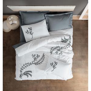 Ensemble de housse de couette double en coton Brode Ranforce couleur gris lierre - Product Image 2