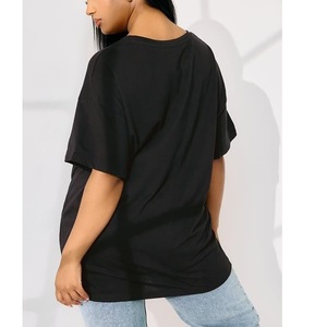 Precio al por mayor de alta calidad de peso pesado Vintage lavado liso mujeres Unisex personalizado Logo gráfico camiseta de gran tamaño de BD - Product Image 2