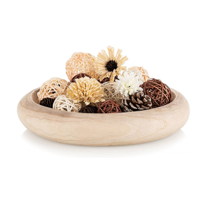 Tazón de masa de madera rústica madera de mango redondo decorar mini planta decorar artículo de jardín proveedor al por mayor - Product Image 1