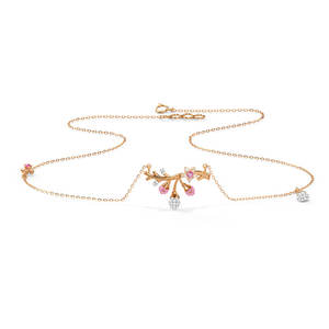 สร้อยคอทองคำ 14K สีโรสโกลด์ ประดับพลอยดอกซากุระ ดีไซน์หรูหรา สำหรับผู้หญิง เครื่องประดับคุณภาพสูง ขายส่งจากผู้ผลิตและผู้ส่งออก - Product Image 4