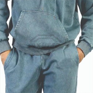 Custom Heavyweight Acid Wash Fleece Vintage 100% Algodón Hombres Chándal Sólido 2 piezas Sudadera con capucha Pantalones Conjunto Plus Ecológico - Product Image 5