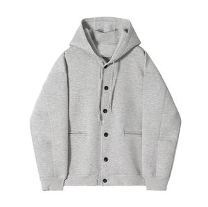 Precio barato de talla grande 100% algodón botón sudadera al por mayor de Color sólido de los hombres Premium personalizado botón up sudaderas con capucha Material de calidad - Product Image 1