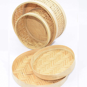 Boîte de rangement ronde en bambou, boîte en bambou tissée à la main, écologique, décoration de table naturelle pour la maison, vente en gros, fabriquée par VgreenArt au Vietnam - Product Image 1