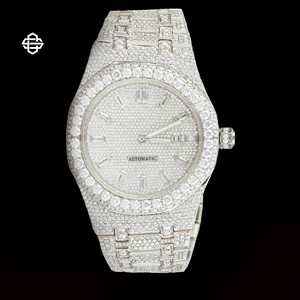 Trendy <b>Men's</b> Luxury Business Moissanite Quartz Dial Watch Iced Full Diamond Wristband Custom Stainless Steel Polygon Case Glass - Product Image 4