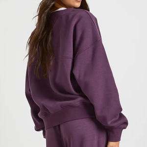 Hot Selling Custom Logo <b>Purple</b> Sweatsuits Button Sweatshirts <b>Tracksuits</b> For <b>Women's</b> Winter Outdoor Breathable Highstreet <b>Womens</b> - Product Image 4