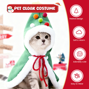 Toptan Klasik Sevimli Noel Polyester Baskılı Köpek Kapüşonlu Üstü Küçük Kedi Köpekleri Ağacı Sonbahar Kış Evcil Hayvan Kostümü Pelerin Yavru Köpek Cübbesi - Product Image 2