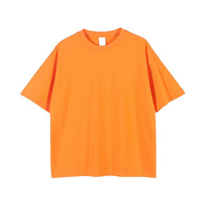 Camiseta 100% de algodón de calidad premium para hombre, transpirable, de gran tamaño, con estampado de logotipo personalizado en la parte delantera, color sólido, estilo veraniego, tejido largo - Product Image 1