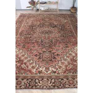 9.6x12.5 ft Turkish <b>Red</b> <b>Wool</b> Vintage Moroccan Rug Eco-Friendly Patchwork Latex Backing Medium Pile - Product Image 1