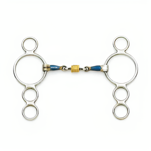 Nouvel arrivage Mèche à 3 anneaux Disque à double articulation Équipement pour chevaux en acier inoxydable Mèche à cheval en acier bleu - Product Image 1