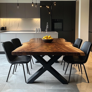 Table à manger KALATRI écologique, carrée, rustique, moderne, en bois massif sculpté à la main, 6 places, meubles pour la maison, l'école, l'hôtel, l'appartement - Product Image 1