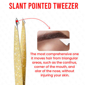 Pince à épiler de précision en acier inoxydable Gold Set 5 pcs Pince à épiler en laiton Sourcils pour sourcils et cils par Bahasa Pro - Product Image 3