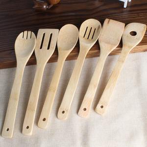 Utensilios de cocina de bambú de la mejor calidad al precio más barato, juego de espátulas naturales biodegradables - Product Image 1