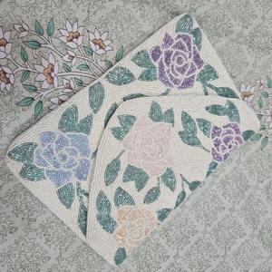 Sac à main élégant bohème fait à la main perlé pour les femmes sac de soirée brodé avec perles de verre style enveloppe à la mode pour les filles - Product Image 1