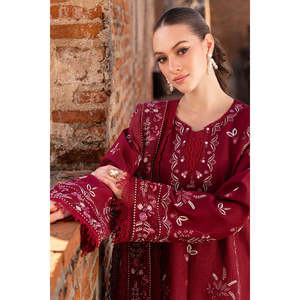 Ensemble GARNET-3PC : Chemise en Chiffon Brodé avec Dupatta et Pantalon en Tissu Khaddi Brodé - BIC-4670 - Product Image 2