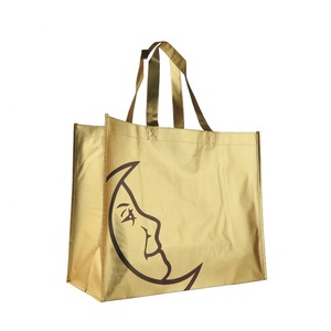 Sac à main en tissu non tissé écologique avec bandoulière, sac de shopping réutilisable de luxe en or métallique pour le sport et la gym - Product Image 3