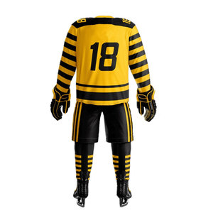 Ropa de equipo de poliéster 100% de alta calidad, uniforme de hockey sobre hielo transpirable, fabricación de fábrica, conjuntos de Jersey y pantalón de hockey sobre hielo - Product Image 3