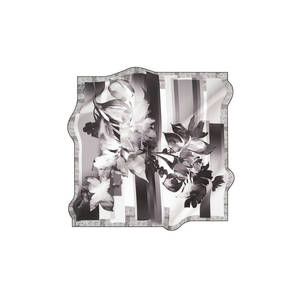 <b>Grey</b> Floral Polyester Square <b>Scarf</b> - Product Image 1