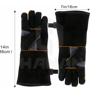 Guantes de cuero resistentes al fuego duraderos de alta protección contra el calor cómodos flexibles con forro de algodón proveedor de fábrica precio barato - Product Image 4