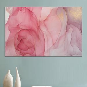 Elegante Impresión Artística en Lienzo con Diseño Abstracto en Rosa y Dorado, Lienzo Enrollado - Product Image 1