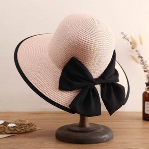 Sombrero de Paja con Lazo Popular para Mujer, Sombrero de Protección Solar para Playa de Verano, Sombrero de Paja Versátil Informal para Exteriores - Product Image 2