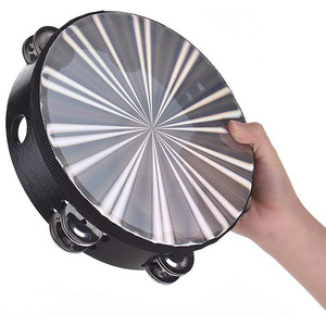 Tambourin double rangée Midex TF-83, 6 paires de grelots, couleur argent, avec tête en cuir, construction en plastique et métal - Product Image 2
