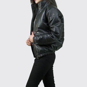 Chaqueta de Cuero para Mujer, Estilo Urbano, Personalizable, Lisa, Teñida, de Longitud Regular, Silueta Femenina, Tejida, para Otoño - Product Image 2