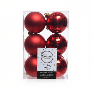 Amicasa Juego de 12 Bolas de Navidad Rojas de Plástico de 6 cm para Decoraciones Festivas 9021832 - Product Image 2