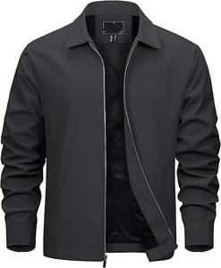 <b>Mens</b> Lightweight <b>Jackets</b> Full Zip Laydown Collar Golf <b>Light</b> Windbreaker <b>Jackets</b> with Zip Pockets - Product Image 1