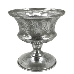 Urna de Hierro Plateado Antiguo con Base de Mercurio, Centro de Mesa, Pedestal, Tazón, Decoración de Bodas, Lujo para el Hogar, Hotel, Arreglos Florales, Óxido - Product Image 1