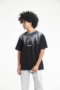 Noir 100% coton vêtements hommes T-Shirt lourd surdimensionné 400 gsm T-Shirt fabricant goutte épaule graphique T-Shirts - Product Image 2