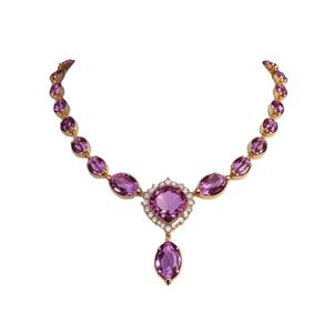 Luxury <b>Blue</b> Amethyst Multi Shape CZ Necklace 16 Inch 33 GM i18K Gold Plated 925 Sterling Silver Fine Jewelry At Wholesale Price - Product Image 6