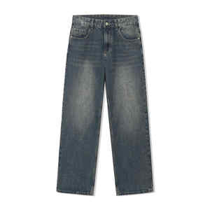 กางเกงยีนส์ขายาวสำหรับผู้ชายแนวเรโทรสีน้ำเงินสไตล์วินเทจขากว้างสไตล์ฤดูร้อน - Product Image 1