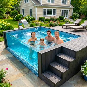 Piscine hors sol préfabriquée avec fenêtre de visualisation en acrylique pour jardin, piscine conteneur, spa - Product Image 1