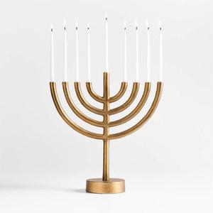 High Shiny Gold Plated 9 Arms Brass Hanukkah Menorah Wedding Table Decor Accessories Luxury Candle Stand For <b>Candlestick</b> <b>Holder</b> - Product Image 3