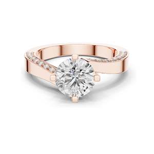 Bague de fiançailles pour femme avec diamant de laboratoire rond brillant de 1,93 carat, conception à double sangle pavée, clarté VVS-VS EF, 18 carats, 14 carats, 10 carats - Product Image 3