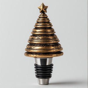 Tapón de Botella de Vino Navideño Personalizado con Mango de Latón Esmaltado y Cabeza de Acero de Alta Calidad, Pintado a Mano con un Color Brillante Intenso - Product Image 1