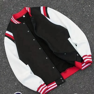 Professional Manufacturer Men's Varsity Jacket Wool Leather Sleeves Chenille Embroidery Stand Front Windproof Breathable Winter - Product Image 1