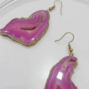 ต่างหูห้อยประดับด้วยหินดรูซี่ธรรมชาติทำมือ ชุบทองไมครอน สำหรับผู้หญิง สไตล์โบฮีเมียน เครื่องประดับคริสตัล - Product Image 4