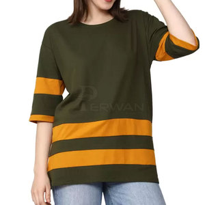 T-shirts décontractés surdimensionnés pour femmes avec manches courtes respirant coton Polyester solide Jersey tissu T-shirts confortables - Product Image 1