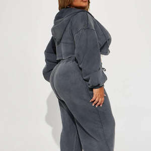 Conjunto Deportivo de Dos Piezas para Mujer, Sudadera Corta con Cremallera Completa, Ligero, Cómodo, Informal, Transpirable - Product Image 3