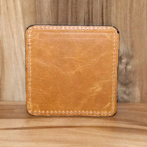 Genuine Leather <b>Cup</b> Coaster Promotional Square Leather Drink Coffee Tebal Coasters <b>Customized</b> Logo - Product Image 1