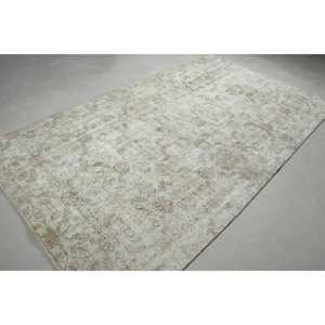 Alfombra Turca Vintage Grande de 5.6x9.7 pies, Alfombra de Lana Blanca - Product Image 4