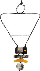 Nouveauté Collier en corne naturelle de haute qualité Pendentif en corne véritable avec fermoir en perle Bijoux fantaisie de couleur corne naturelle - Product Image 5